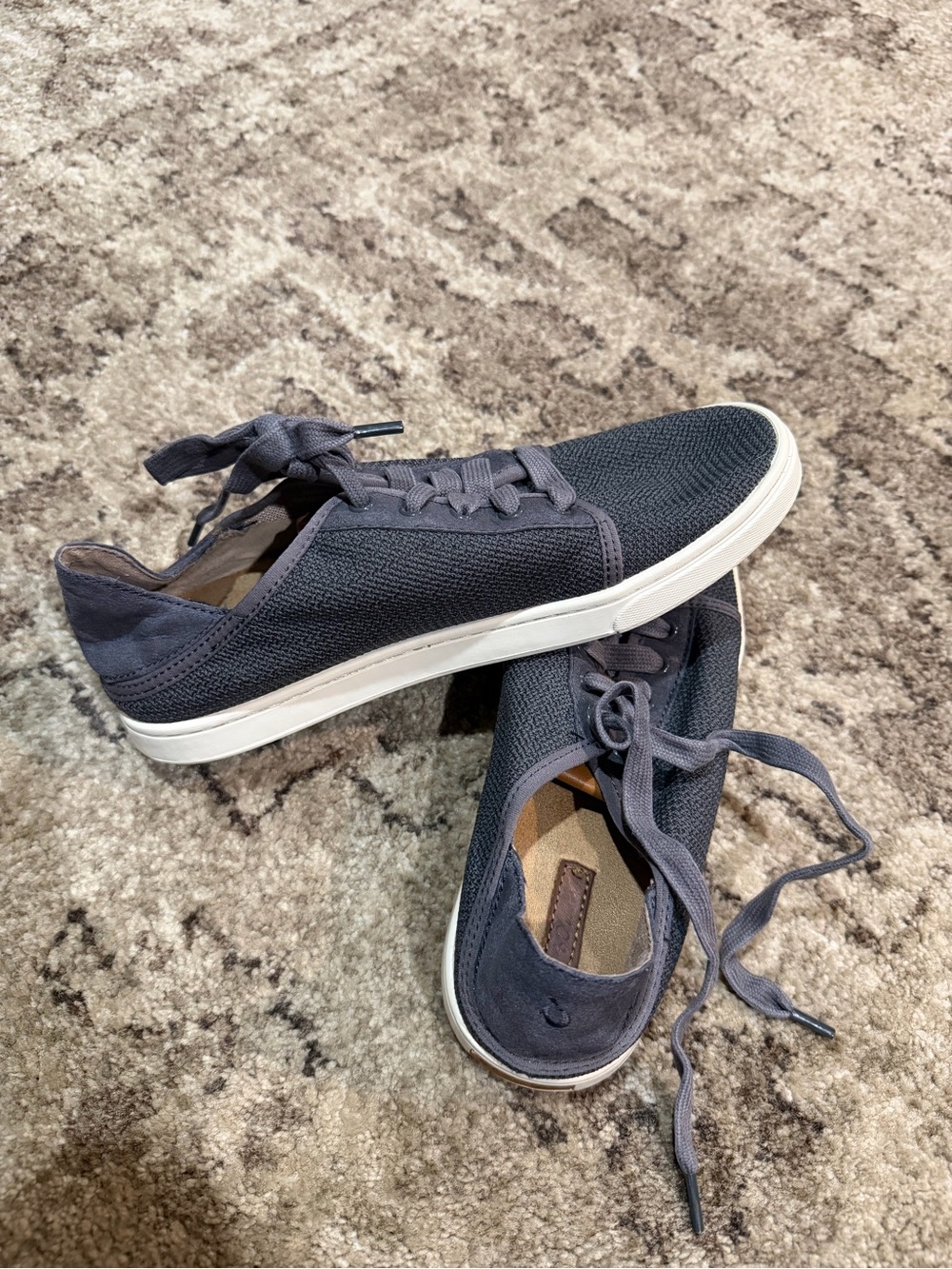 OluKai Women's Knit Pehuea Lī Sneakers in Charcoal Gray